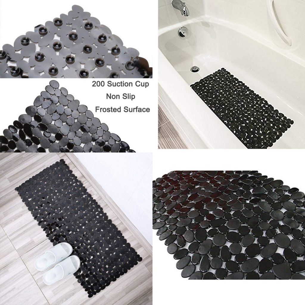 SONGZIMING Non-Slip Pebble Bathtub Mat - 200 Suction Cup + Non-Slip Frosted Surface