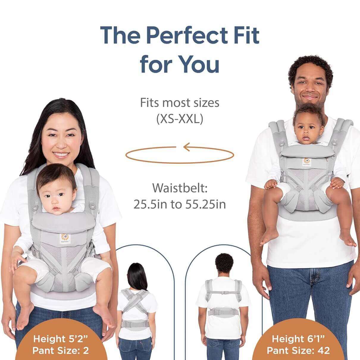 Fits most sizes XS-XXL | Ergobaby Omni 360 Baby Carrier Waistbelt 22.5 to 55.25 inch