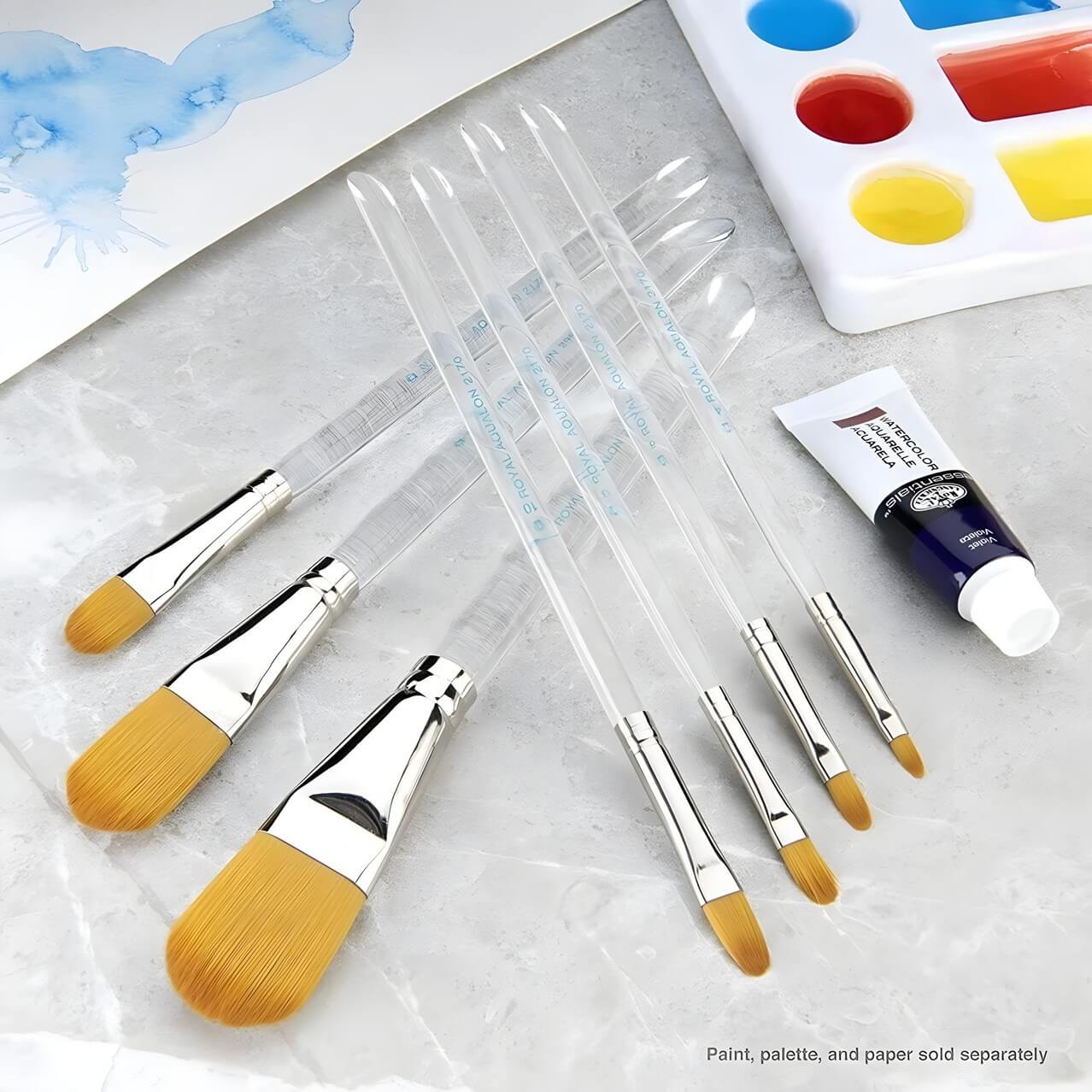 Lifestyle Photo | Aqualon Royal and Langnickel Paint Brush Set Short Handle Filbert 7-Piece Set